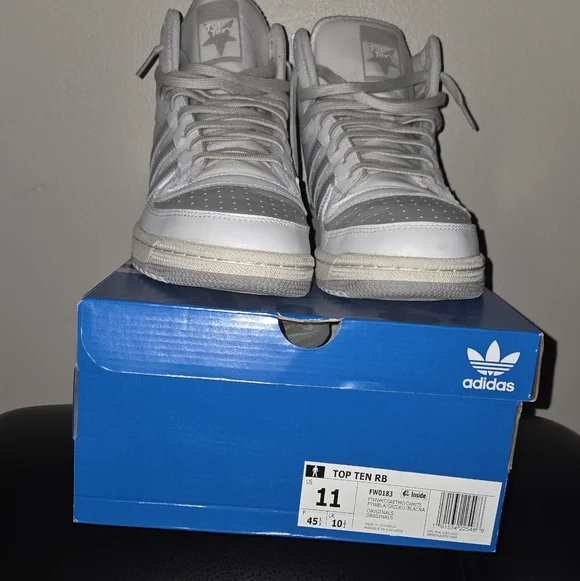 Top 10 RB Adidas Gray and White High-Top Sneakers - Picture 5 of 7